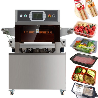 semi automatic food modified atmosphere vacuum tray sealer map vacuum tray sealing machine with gas filling
