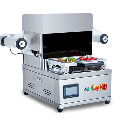 Food Table Type PP Plastic Table Top Stainless Steel Sandwich Tray Semi Automatic Sealing Machine / Sealer Machine In China